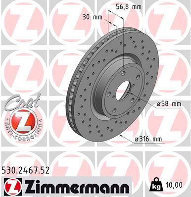 Tarcza hamulcowa ZIMMERMANN 530.2467.52