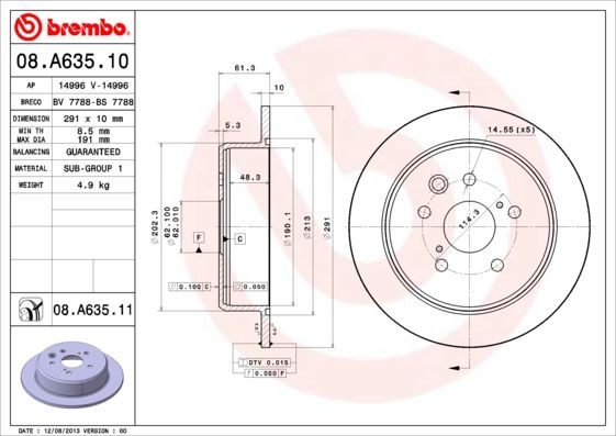 Tarcza hamulcowa BREMBO 08.A635.11