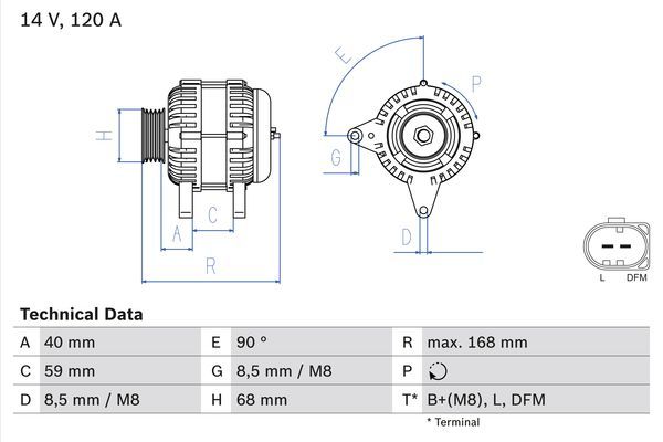 Alternator BOSCH 0 986 041 140
