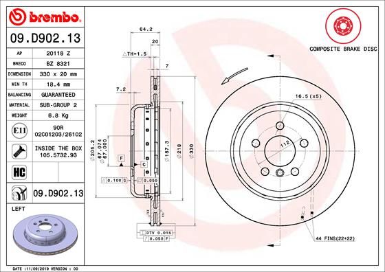 Tarcza hamulcowa BREMBO 09.D902.13