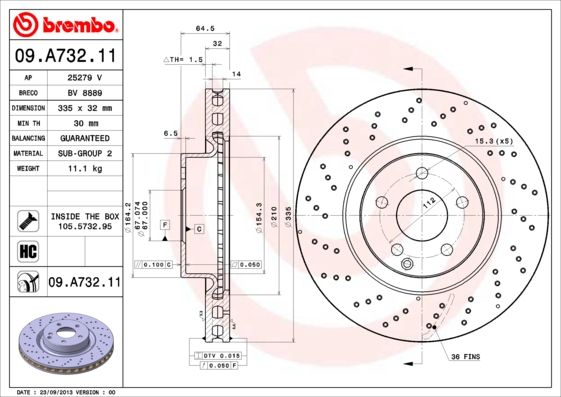 Tarcza hamulcowa BREMBO 09.A732.11