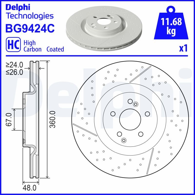 Tarcza hamulcowa DELPHI BG9424C