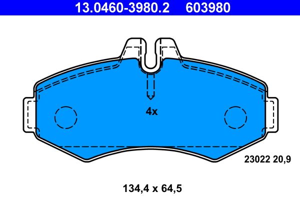 Zestaw klocków hamulcowych, hamulce tarczowe ATE 13.0460-3980.2