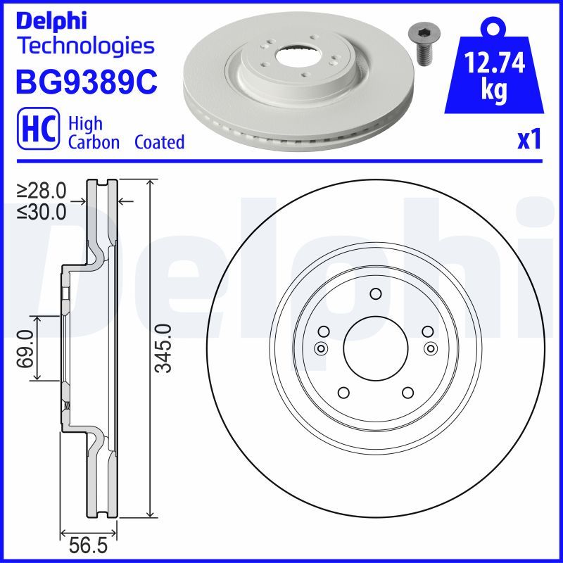 Tarcza hamulcowa DELPHI BG9389C