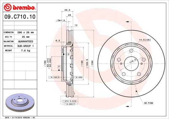 Tarcza hamulcowa BREMBO 09.c710.11