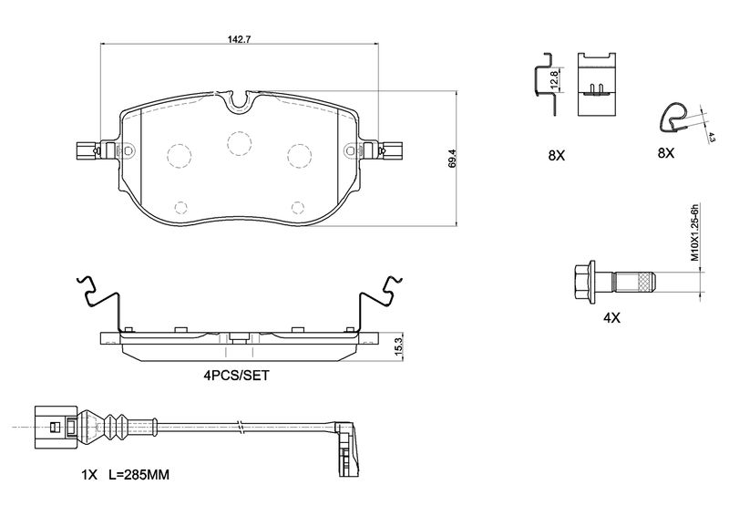 Zestaw klocków hamulcowych, hamulce tarczowe BREMBO P 85 192