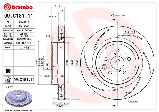 Tarcza hamulcowa BREMBO 09.C181.11