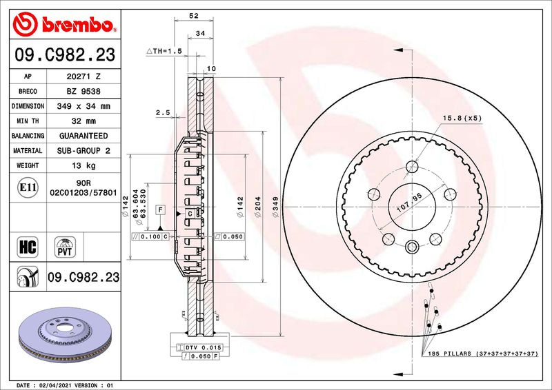 Tarcza hamulcowa BREMBO 09.C982.23