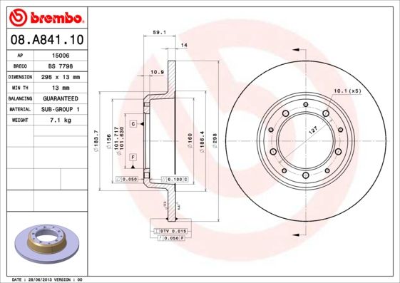 Tarcza hamulcowa BREMBO 08.A841.10