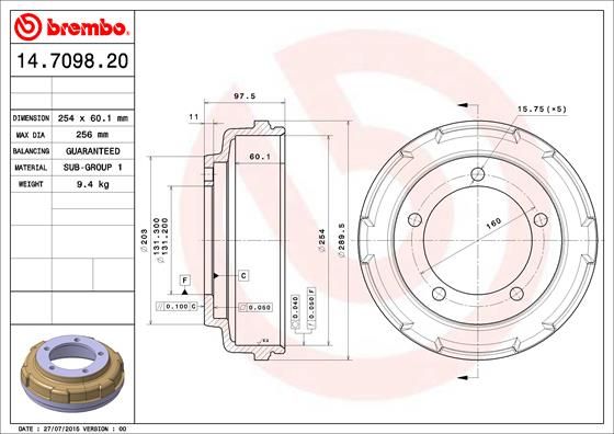 Bęben hamulcowy BREMBO 14.7098.20