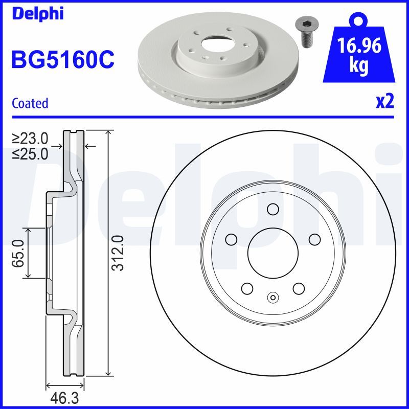 Tarcza hamulcowa DELPHI BG5160C
