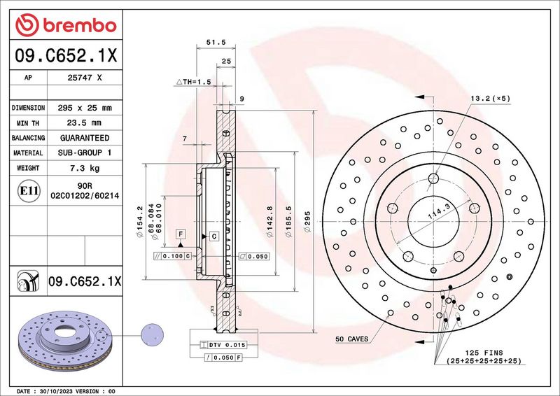 Tarcza hamulcowa BREMBO 09.C652.1X