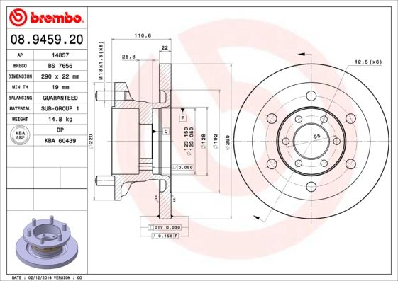Tarcza hamulcowa BREMBO 08.9459.20