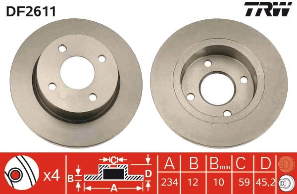 Tarcza hamulcowa TRW DF2611
