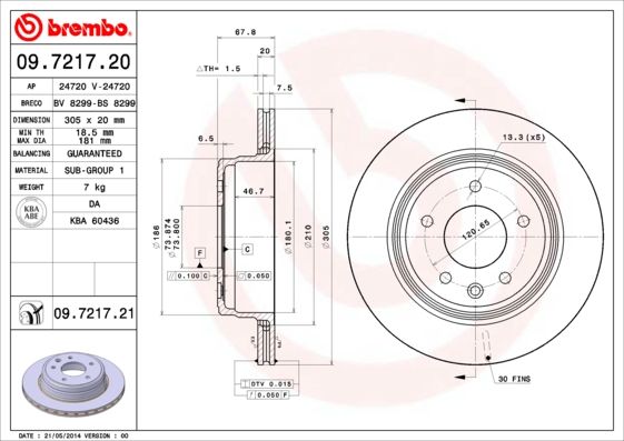 Tarcza hamulcowa BREMBO 09.7217.21