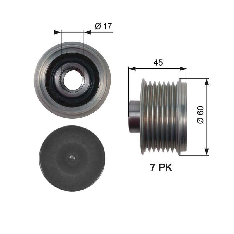 Alternator - sprzęgło jednokierunkowe GATES oap7136