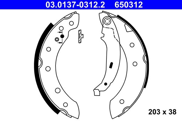 Zestaw szczęk hamulcowych ATE 03.0137-0312.2
