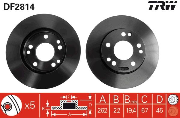 Tarcza hamulcowa TRW DF2814