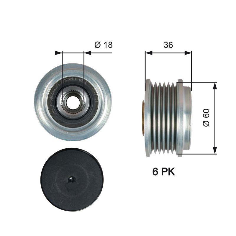 Alternator - sprzęgło jednokierunkowe GATES oap7215