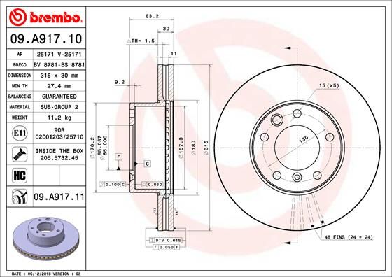 Tarcza hamulcowa BREMBO 09.A917.11