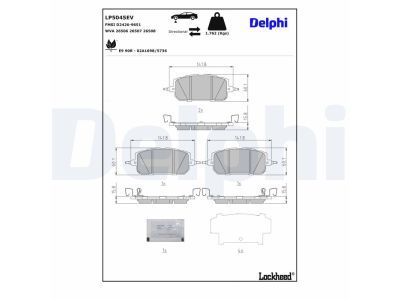 Zestaw klocków hamulcowych, hamulce tarczowe DELPHI LP5045EV