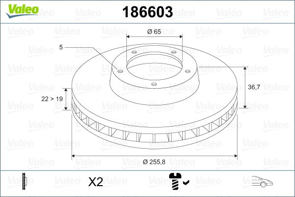 Tarcza hamulcowa VALEO 186603