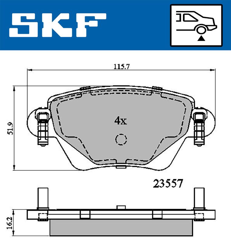 Zestaw klocków hamulcowych, hamulce tarczowe SKF VKBP90170