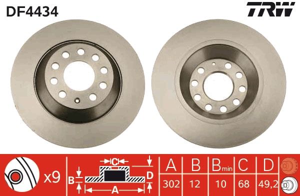 Tarcza hamulcowa TRW DF4434