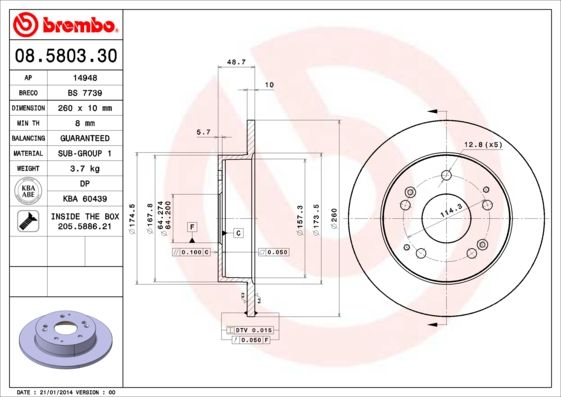 Tarcza hamulcowa BREMBO 08.5803.30