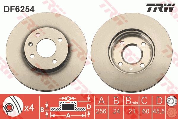 Tarcza hamulcowa TRW DF6254
