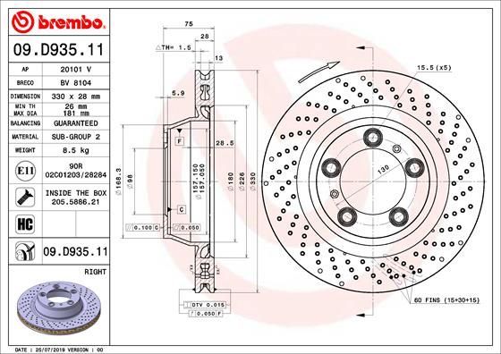 Tarcza hamulcowa BREMBO 09.D935.11