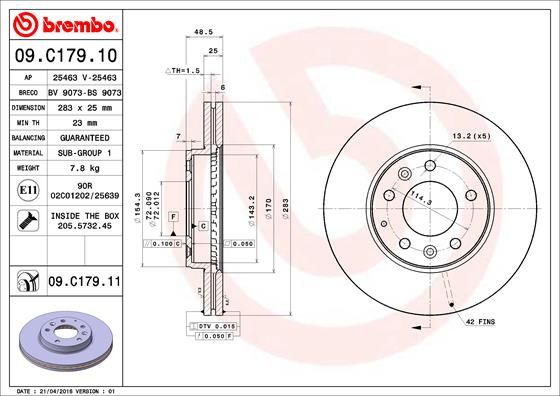 Tarcza hamulcowa BREMBO 09.C179.11