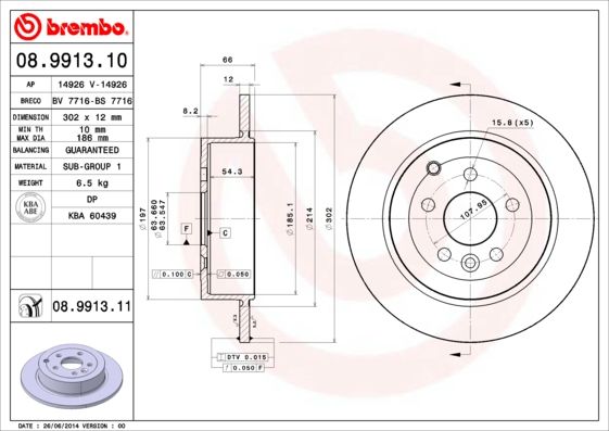 Tarcza hamulcowa BREMBO 08.9913.11