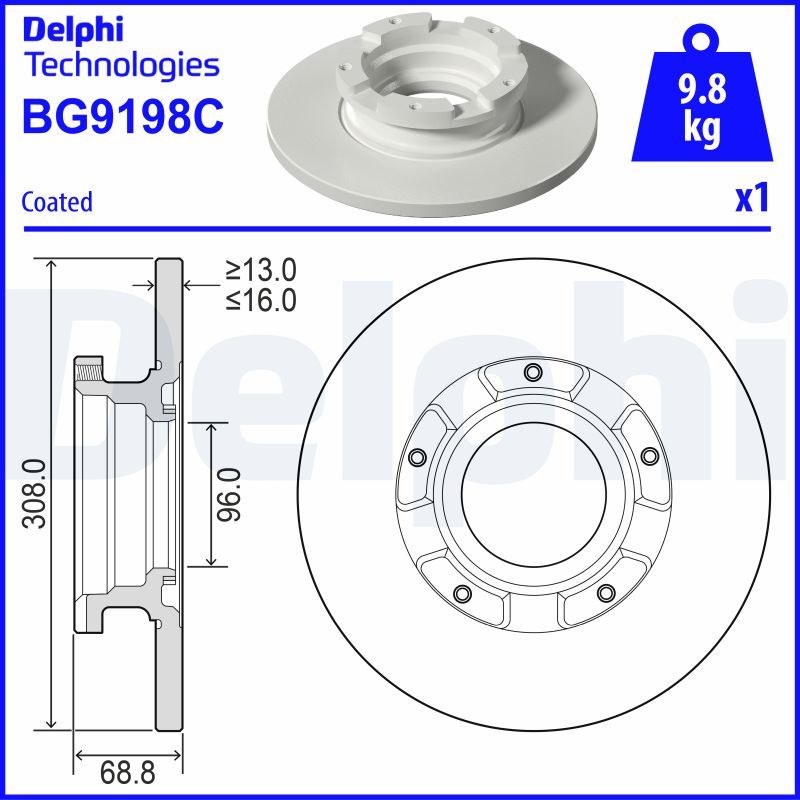 Tarcza hamulcowa DELPHI BG9198C