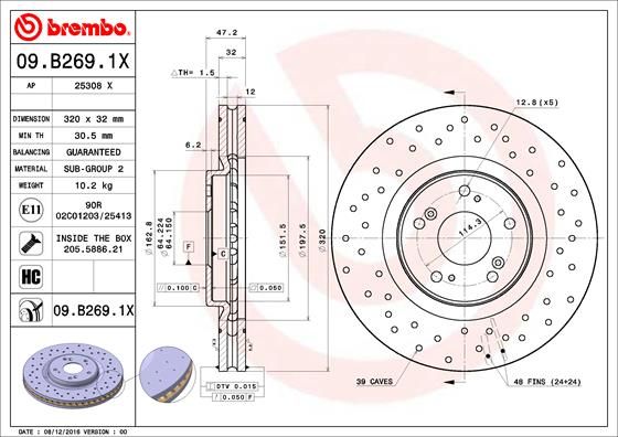 Tarcza hamulcowa BREMBO 09.B269.1X