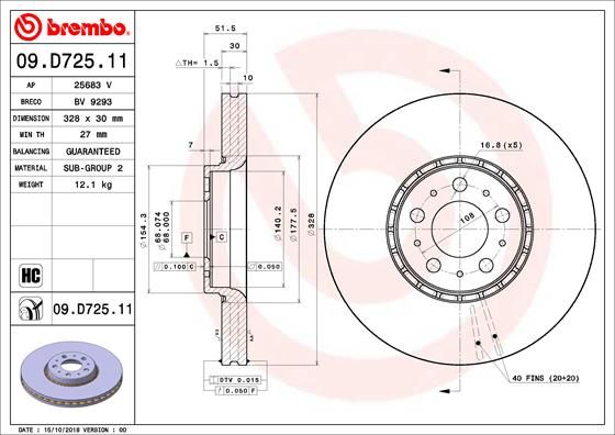 Tarcza hamulcowa BREMBO 09.D725.11