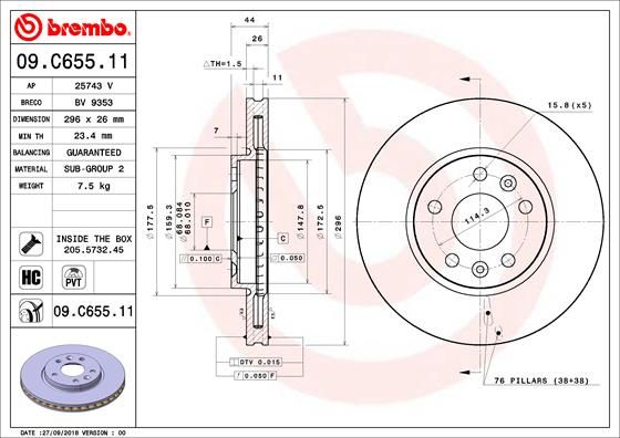 Tarcza hamulcowa BREMBO 09.C655.11