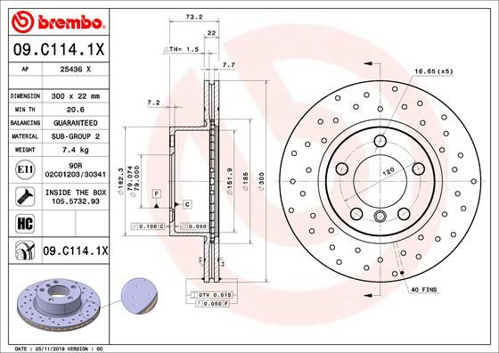 Tarcza hamulcowa BREMBO 09.C114.1X
