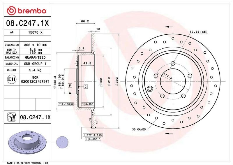 Tarcza hamulcowa BREMBO 08.C247.1X