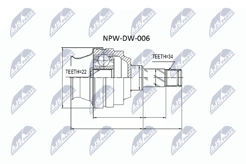 Zestaw przegubu, wał napędowy NTY NPW-DW-006