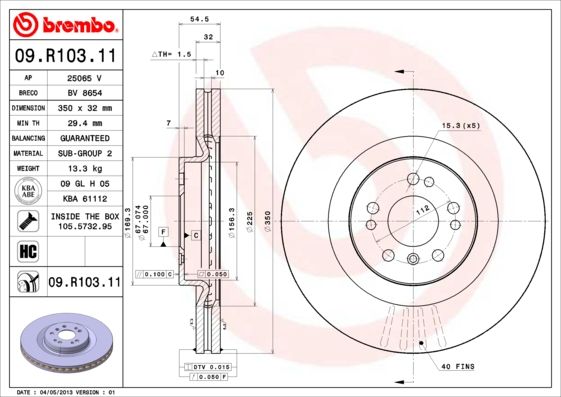 Tarcza hamulcowa BREMBO 09.r103.11