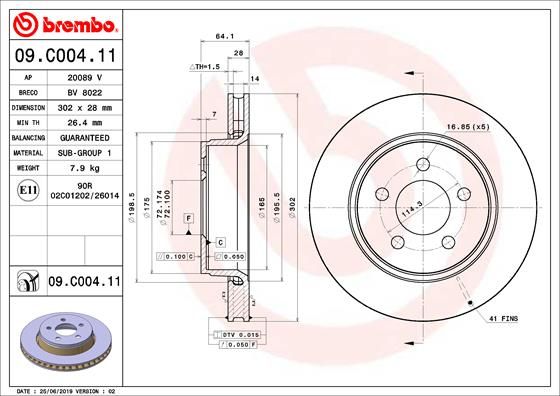 Tarcza hamulcowa BREMBO 09.C004.11