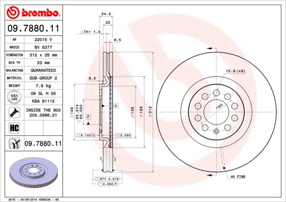 Tarcza hamulcowa BREMBO 09.7880.11