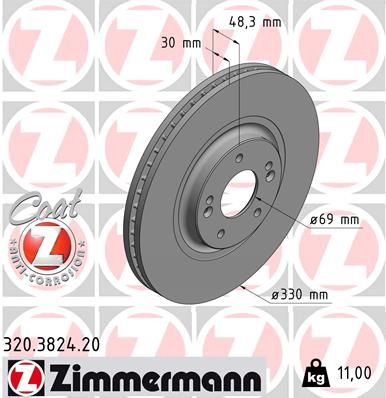 Tarcza hamulcowa ZIMMERMANN 320.3824.20