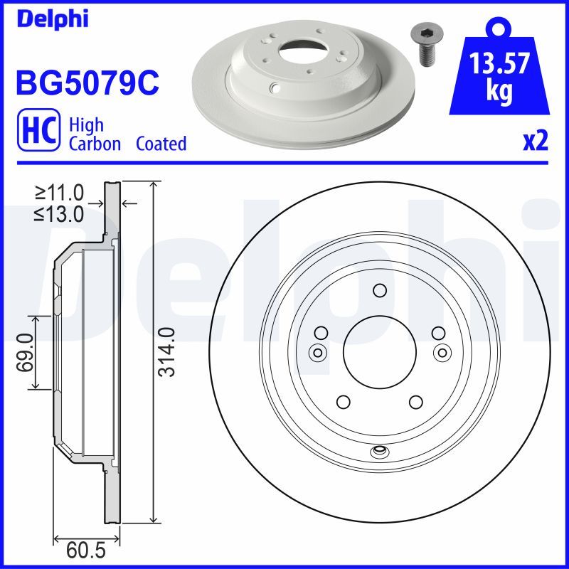 Tarcza hamulcowa DELPHI BG5079C