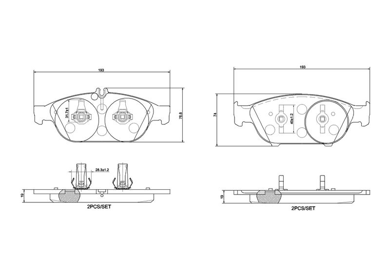 Zestaw klocków hamulcowych, hamulce tarczowe BREMBO P 50 106