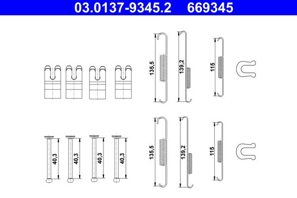 Zestaw akcesoriów, szczęki hamulcowe ATE 03.0137-9345.2
