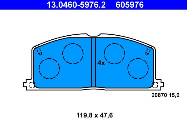Zestaw klocków hamulcowych, hamulce tarczowe ATE 13.0460-5976.2