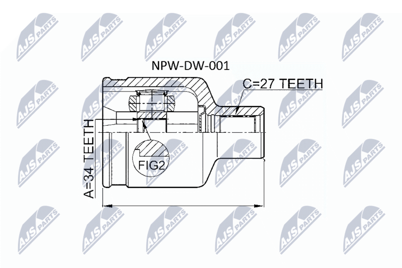 Zestaw przegubu, wał napędowy NTY NPW-DW-001