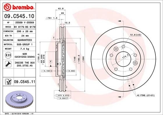 Tarcza hamulcowa BREMBO 09.C545.11